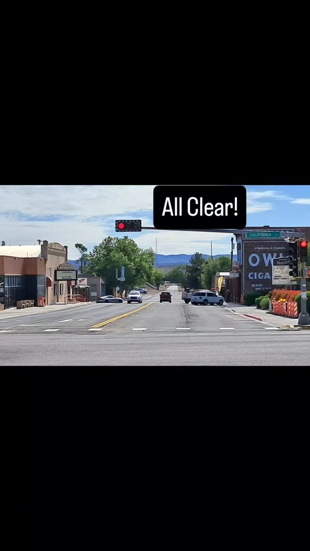 ALL CLEAR! After what seems like months, the road construction on Manzanares Street is finally finished, complete with parking striping in front of local businesses.