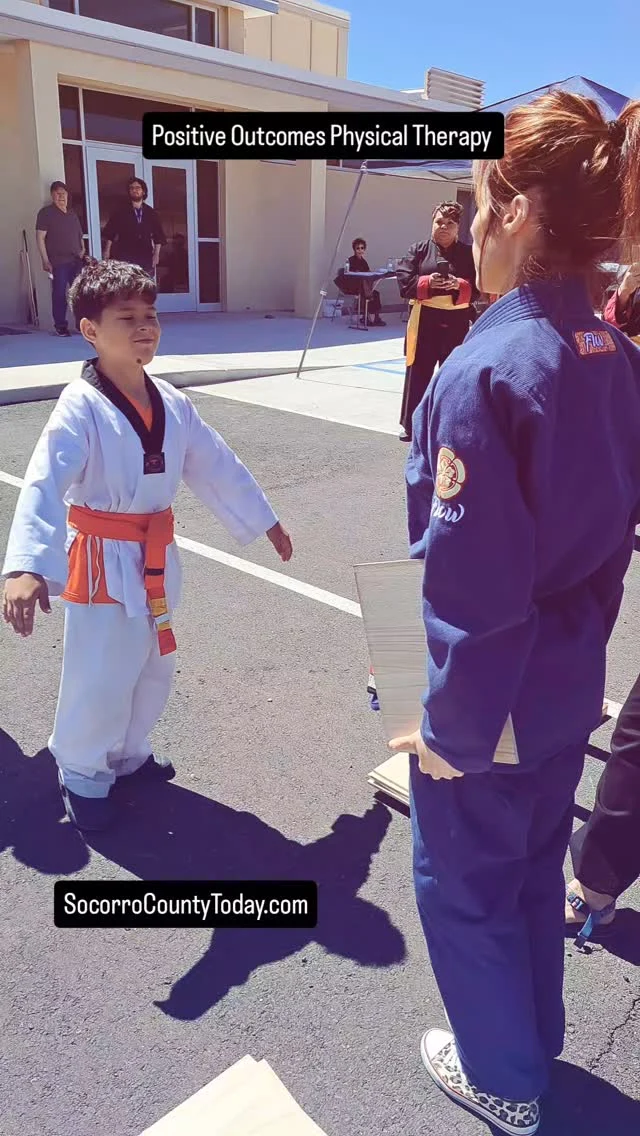 MARTIAL ARTS! Avery Sena, 10, shows his abilities during the Martial Arts Institute of Socorro demonstration at the Mindset Youth Summit. That's instructor Misty Millhorn holding the boards for Avery. @positive.outcomes