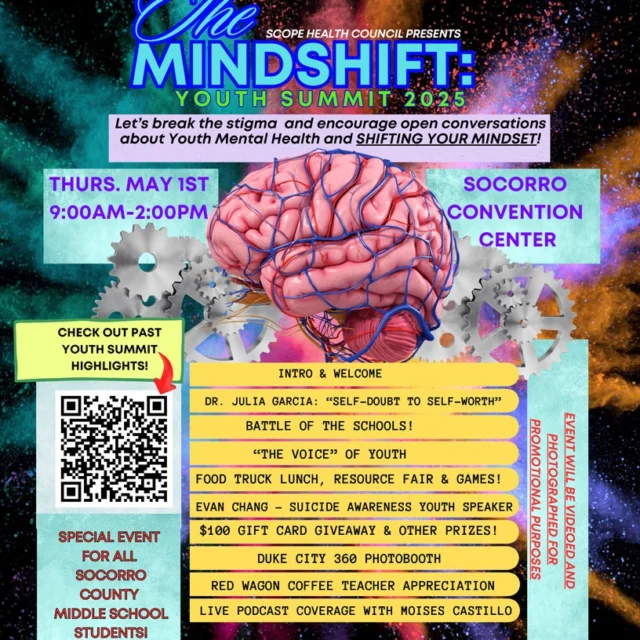 THE MINDSHIFT YOUTH SUMMIT! Coming up on Thursday and presented by the SCOPE Health Council. We will be there, and you should be, too.