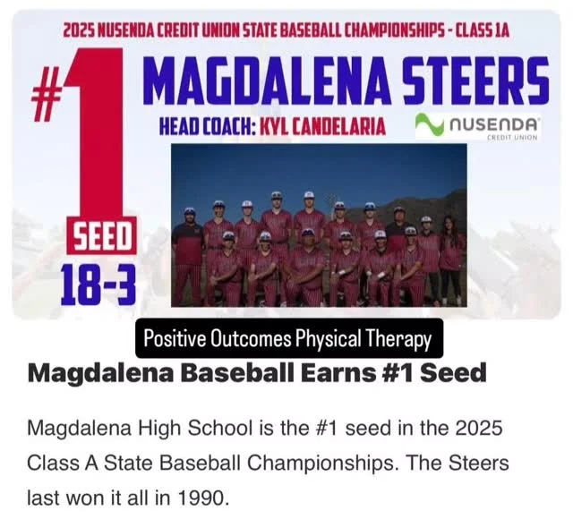 STATE BASEBALL TOURNAMENT! No. 1 Magdalena will be getting a bye in the first round of the Nusenda State Baseball Tournament. The 18-3 Steers get a first round bye, and  will play on May 15 against either No. 4 Melrose or No. 5 Grady. No. 2 Grady (14-4) also got a bye and will face the winner of the No. 4 Logan No. 6 Elida game. @positive.outcomes
