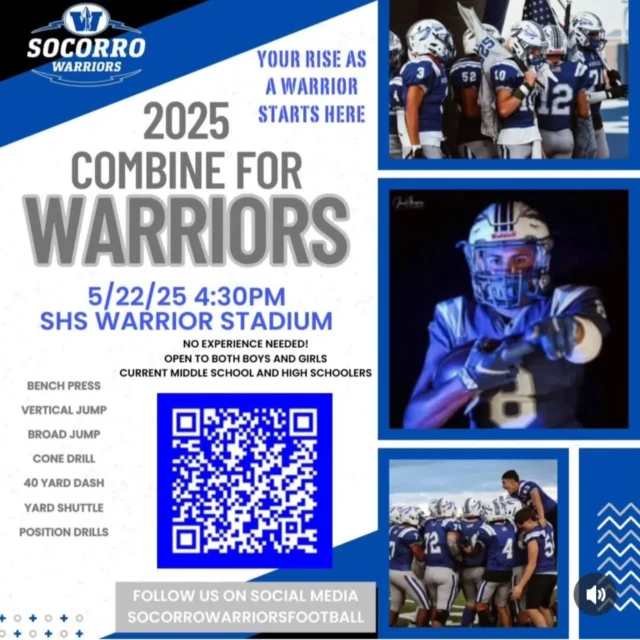 FOOTBALL COMBINE! Run down your dream as a Socorro Warrior football player!