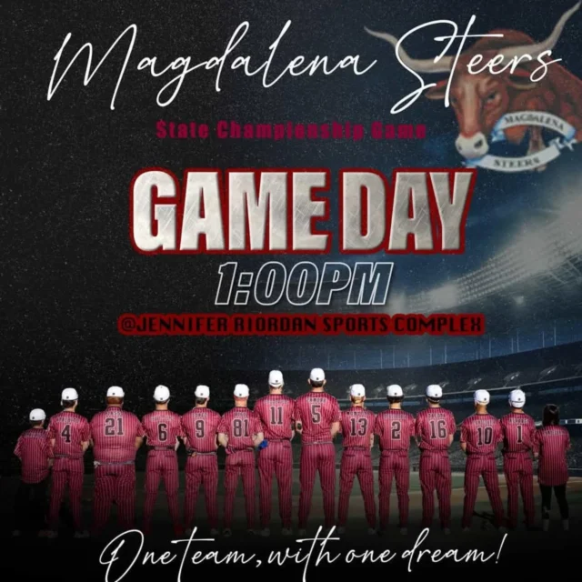 ONE DREAM! It's State Championship Day with your Magdalena Steers taking on Gateway Christian at 1 pm. 📸 @momentsinmotion.nm