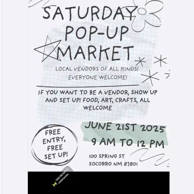 POP-UP MARKET! A new venture in Socorro where vendors can set up for free in a high-traffic location. Check it out this Saturday.
