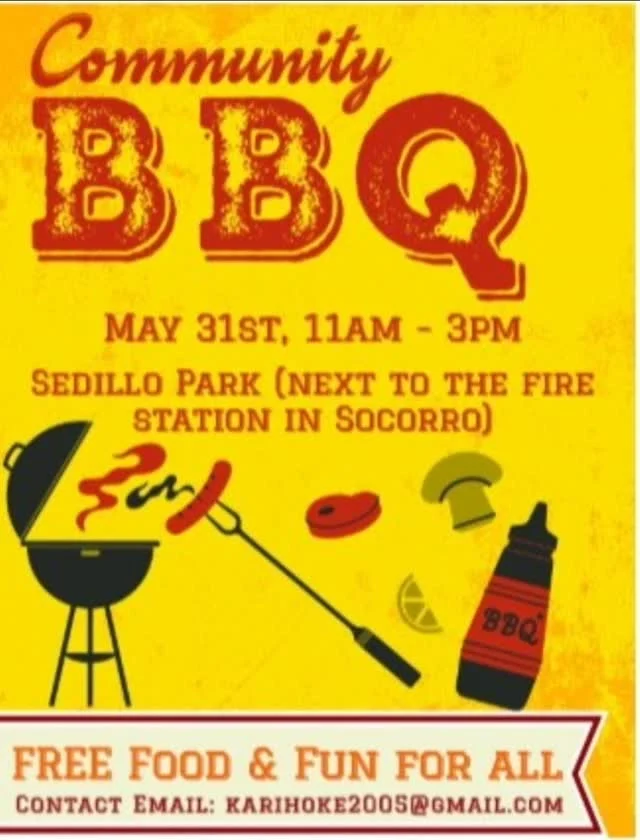 COMMUNITY BBQ! Coming up tomorrow in Socorro!